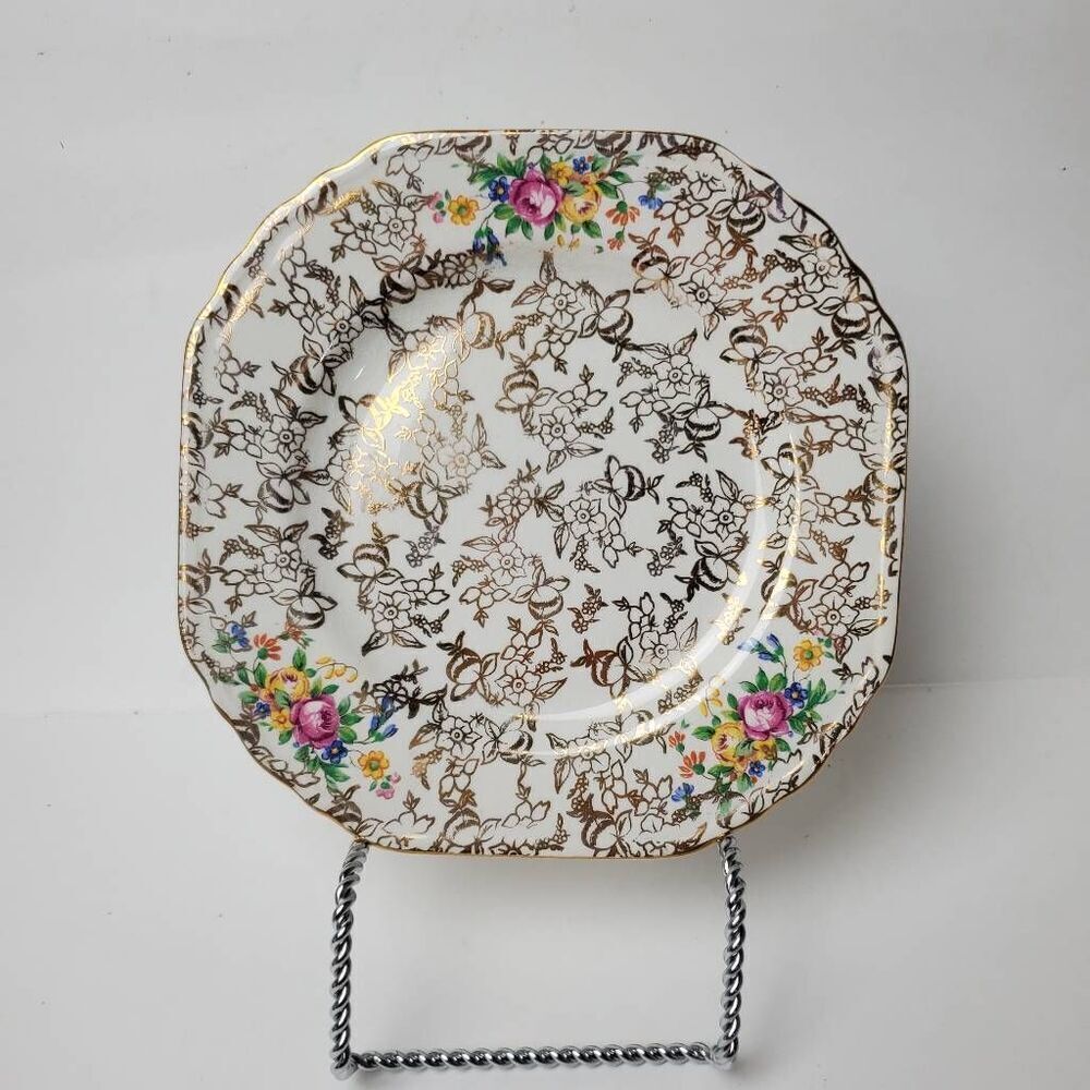 Vintage 1930's Lord Nelson Ware 2528 Pattern Square Plate Hand Painted Made in E